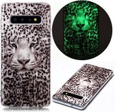 Voor Samsung Galaxy S10 Lichtgevende TPU zachte beschermhoes (Leopard Tiger)
