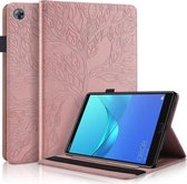 Voor Huawei MediaPad M5 10.8 inch Life Tree Serie Horizontale Flip Leren Case met Houder & Kaartsleuven & Pen Slot (Rose Goud)