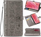 Voor Huawei Nova 7 Pro Mooie kat en hond Embossing patroon Horizontale flip lederen tas, met houder & kaartsleuven & portemonnee & cartoon sluiting & lanyard (grijs)