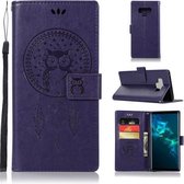 Windgong Uil Embossing Patroon Horizontale Flip lederen tas met houder & kaartsleuven & portemonnee voor Galaxy Note9 (paars)