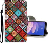 Voor Vivo Y17 / Y15 / Y12 Gekleurde tekening patroon Horizontale flip lederen tas met houder & kaartsleuven & portemonnee (etnische stijl)
