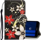 Voor Huawei Y5 2018 3D Gekleurde Tekening Horizontale Flip PU Lederen Case met Houder & Kaartsleuven & Portemonnee (rode Bloem)