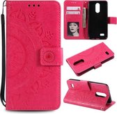 LG K4 (2017) (Amerikaanse versie) Totem Flower Reliëf Horizontale Flip TPU + PU lederen tas met houder & kaartsleuven en portemonnee (rood)