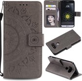 Voor LG G5 Totem Bloem Reliëf Horizontale Flip TPU + PU lederen tas met houder & kaartsleuven & portemonnee (grijs)