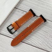 Voor OPPO horloge 41mm visgraten handhechting lederen vervangende band horlogeband (bruin)