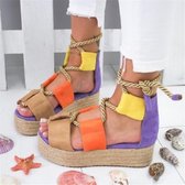 Dames platform sandalen strandschoenen, maat: 40 (paars)
