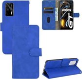 Voor OPPO Realme GT 5G Effen Kleur Huidgevoel Magnetische Gesp Horizontale Flip PU Lederen Case met Houder & Kaartsleuven & Portemonnee (Blauw)