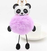 Panda Rabbit Fur Soft Ball Cars Pluche Sleutelhangers (Paars)
