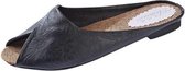 Open teen pantoffels platte comfortabele sandalen, schoenmaat: 38 (zwart)