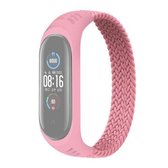 Voor Geschikt voor Xiaomi Mi Band 4/5/6 universele siliconen Elasticiteit Weave vervangende band horlogeband, maat: S 150 mm (roze)