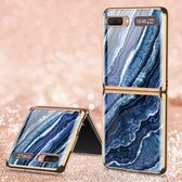 Voor Samsung Galaxy Z Flip 5G GKK Marble Pattern Galvaniseren Painted Glass Case (Marble 01)