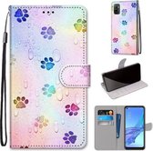 Voor OPPO A53 4G (2020) / A53s / A32 / A33 (2020) Gekleurde tekening Cross Texture Horizontale flip PU lederen hoes met houder & kaartsleuven & portemonnee & lanyard (voetafdruk wa