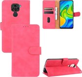 Voor Geschikt voor Xiaomi Redmi Note 9 Effen Kleur Huidgevoel Magnetische Gesp Horizontale Flip Kalfsstructuur PU Lederen Case met Houder & Kaartsleuven & Portemonnee (Rose Rood)