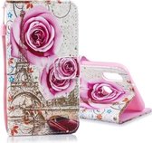 Voor Galaxy A10s Gekleurde Tekening Patroon Horizontale Flip PU Lederen Case met Houder & Kaartsleuven & Portemonnee & Lanyard (Rose Tower)
