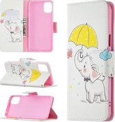 Voor LG K42 Gekleurde Tekening Patroon Horizontale Flip Leren Case met Houder & Kaartsleuven & Portemonnee (Paraplu Olifant)