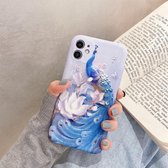 Olieverf patroon TPU beschermhoes voor iPhone 11 (pauw)