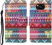 Voor Geschikt voor Xiaomi Poco X3 NFC Gekleurde tekening Patroon Horizontale flip lederen tas met houder & kaartsleuven & portemonnee & lanyard (tribale etnische stijl)