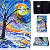 Voor Lenovo Tab FHD M10 Plus X606F Elektrisch geperst TPU Gekleurde tekening Horizontale flip lederen tas met houder & kaartsleuven & antislipstrip & slaap- / wekfunctie (aquarelboom)