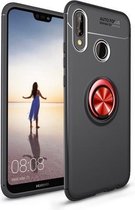 Schokbestendig TPU-hoesje voor Huawei Honor 10 Lite, met houder (zwart rood)