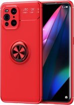 Voor OPPO Find X3 metalen ringhouder 360 graden roterende TPU-hoes (rood + rood)