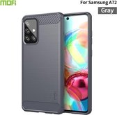 Voor Samsung Galaxy A72 5G / 4G MOFI Gentleness-serie Geborstelde textuur Koolstofvezel Zachte TPU-hoes (grijs)