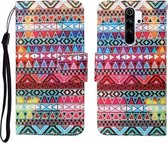 Voor Xiaomi Redmi Note 8 Pro Gekleurde tekening patroon Horizontale flip lederen tas met houder & kaartsleuven & portemonnee & lanyard (tribale etnische stijl)