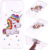 Voor Galaxy A50 gekleurd tekeningpatroon zeer transparant TPU beschermhoes (eenhoorn)