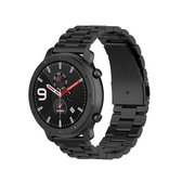 Geschikt voor Samsung Gear S2 Sport / Galaxy Watch Active 2 universeel 20 mm roestvrij stalen metalen band vlindergesp drie kralen (zwart)