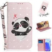 Voor Xiaomi Mi 10T 5G 3D Gekleurde Tekening Horizontale Flip Leren Case met Houder & Kaartsleuven & Portemonnee & Lanyard (Hart Panda)