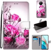 Voor Geschikt voor Xiaomi Redmi Note 9T / Note 9 5G Gekleurde tekening Cross Texture Horizontale Flip PU lederen tas met houder & kaartsleuven & portemonnee & Lanyard (Wild Rose)