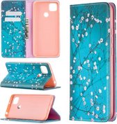 Voor Xiaomi Redmi 9C Gekleurde Tekening Patroon Onzichtbare Magnetische Horizontale Flip PU Lederen Case met Houder & Kaartsleuven & Portemonnee (Pruimenbloesem)