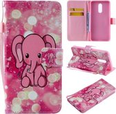 Voor LG Stylo 5 Geschilderd Patroon Horizontale Flip Leren Case, met Portemonnee & Houder & Kaartsleuven & Lanyard (Roze Olifant)