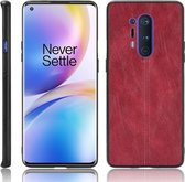 Voor OnePlus 8 Pro schokbestendig naaien koe patroon huid PC + PU + TPU hoesje (rood)