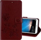 Voor Huawei Mate 10 Lite Rose Reliëf Horizontale Flip Milieu PU lederen tas met houder & kaartsleuven & portemonnee (bruin)