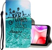 Voor Xiaomi Redmi 8 3D Gekleurde Tekening Horizontale Flip PU Lederen Case met Houder & Kaartsleuven & Portemonnee (Blue Coconut Grove)