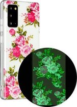 Voor Samsung Galaxy Note20 Lichtgevende TPU zachte beschermhoes (Rose Flower)