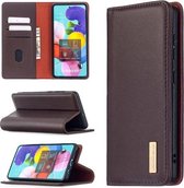 Voor Samsung Galaxy A51 2 in 1 afneembare magnetische horizontale flip lederen tas met houder & kaartsleuven & portemonnee (donkerbruin)