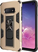 Voor Samsung Galaxy S10e Soldier Armor schokbestendig TPU + PC magnetische beschermhoes met houder (goud)