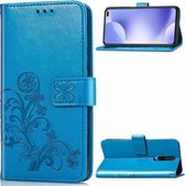 Voor Xiaomi Redmi K30 Lucky Clover Pressed Flowers Pattern Leather Case met houder & kaartsleuven & portemonnee & draagriem (blauw)