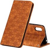 Voor Geschikt voor Xiaomi Redmi 9A Lucky Flowers Embossing Pattern Magnetische Horizontale Flip Leather Case met houder & kaartsleuven (geel bruin)