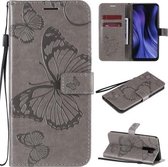 Voor Xiaomi Redmi 9 3D Vlinders Embossing Patroon Horizontale Flip Leren Case met Houder & Kaartsleuf & Portemonnee & Lanyard (Grijs)