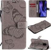 Voor Xiaomi Redmi 10X 5G / 10X Pro 5G 3D Vlinders Embossing Patroon Horizontale Flip Leren Case met Houder & Kaartsleuf & Portemonnee & Lanyard (Grijs)