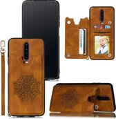 Voor Xiaomi Redmi K30 Mandala reliëf PU + TPU-hoesje met houder & kaartsleuven & fotolijst & riem (bruin)