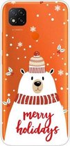 Voor Xiaomi Redmi 9C Christmas Series transparante TPU beschermhoes (sjaal witte beer)
