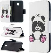 Voor Xiaomi Redmi 8A Gekleurde tekening Patroon Horizontale flip lederen tas met houder & kaartsleuven & portemonnee (grote panda)