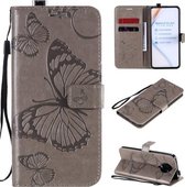 Voor Xiaomi Redmi K30 Pro 3D Vlinders Embossing Patroon Horizontale Flip lederen tas met houder & kaartsleuf & portemonnee (grijs)