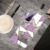 Voor Samsung Galaxy S21 + 5G Marble Shockproof TPU beschermhoes (Rhombus Grey Purple)