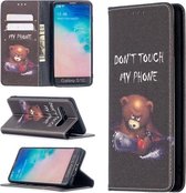 Voor Samsung Galaxy S10 Gekleurde Tekening Patroon Onzichtbare Magnetische Horizontale Flip PU Lederen Case met Houder & Kaartsleuven & Portemonnee (Beer)
