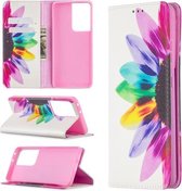 Voor Samsung Galaxy S20 Ultra Gekleurde Tekening Patroon Onzichtbare Magnetische Horizontale Flip PU Lederen Case met Houder & Kaartsleuven & Portemonnee (Zonnebloem)