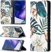 Voor Samsung Galaxy Note20 Ultra gekleurd tekeningpatroon onzichtbaar magnetisch horizontaal flip PU lederen tas met houder & kaartsleuven & portemonnee (rode bladeren)